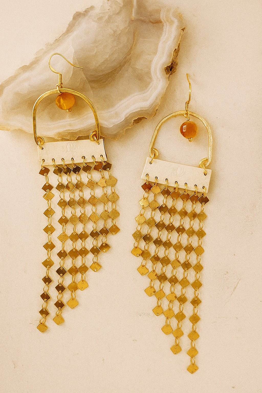 Maribella Earrings - amber + clay