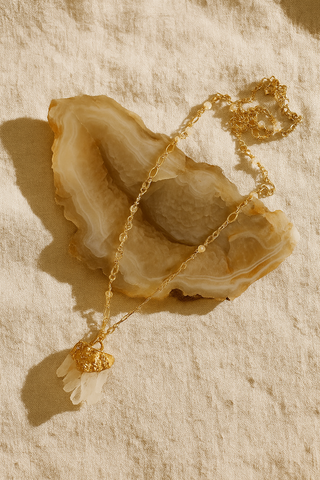 Rose Geode Necklace - amber + clay