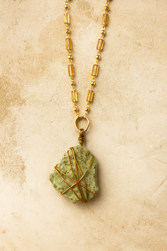 Alvord Desert Stone Necklace - amber + clay