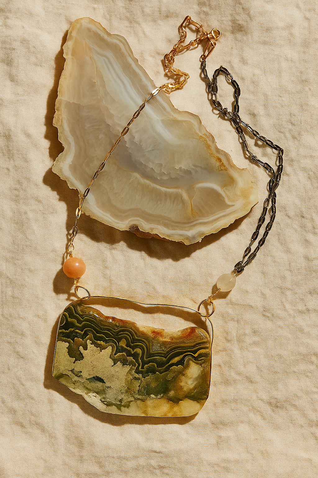 Stone & Solace Necklace - amber + clay