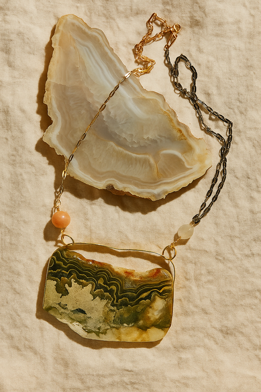 Stone & Solace Necklace - amber + clay