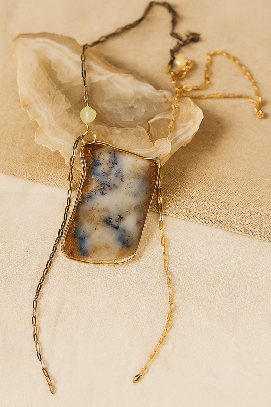 Rustic Charm Necklace - amber + clay