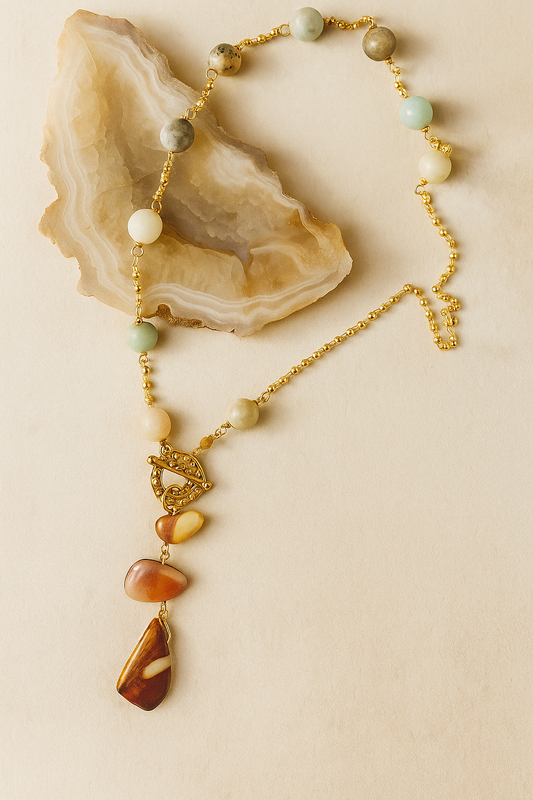 Eden Necklace - amber + clay