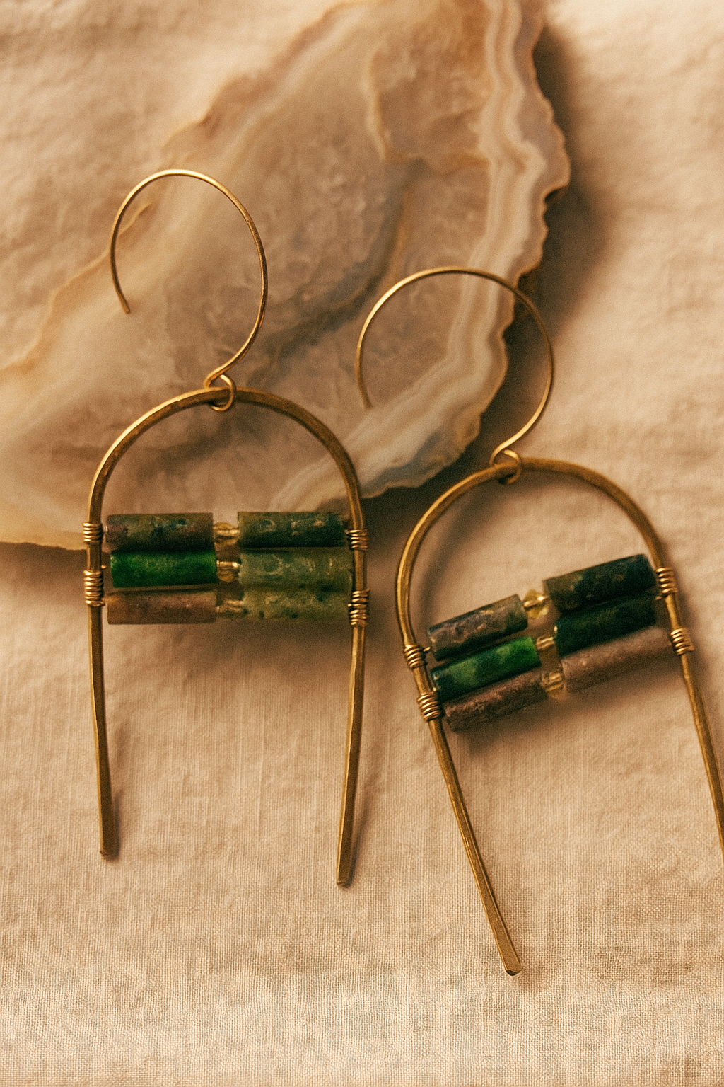Nebula Earrings - amber + clay