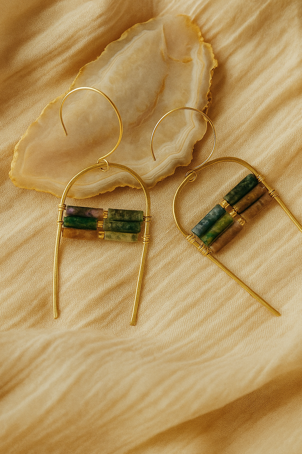 Nebula Earrings - amber + clay