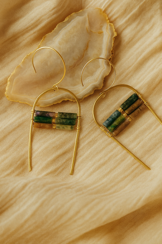Nebula Earrings - amber + clay