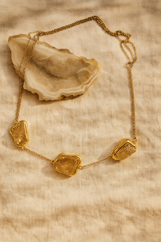 Golden Dawn Adjustable Necklace - amber + clay