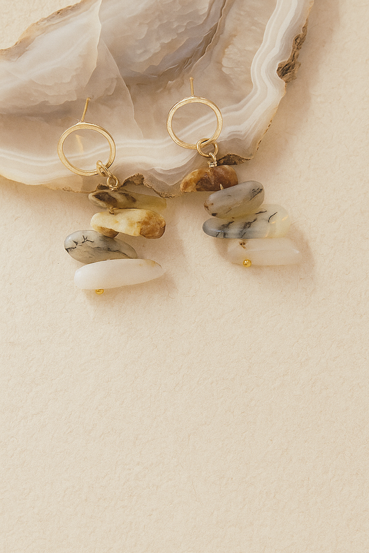 Horizon Earrings - amber + clay