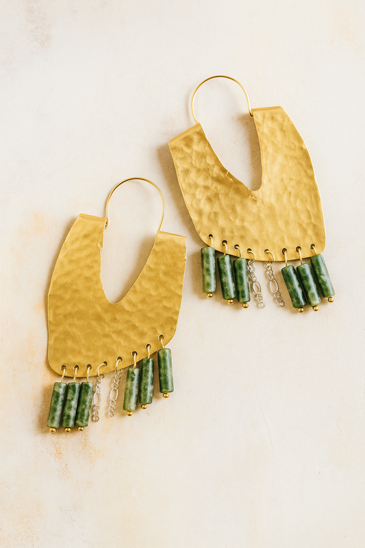 Gaia Brass Statement Earrings - amber + clay