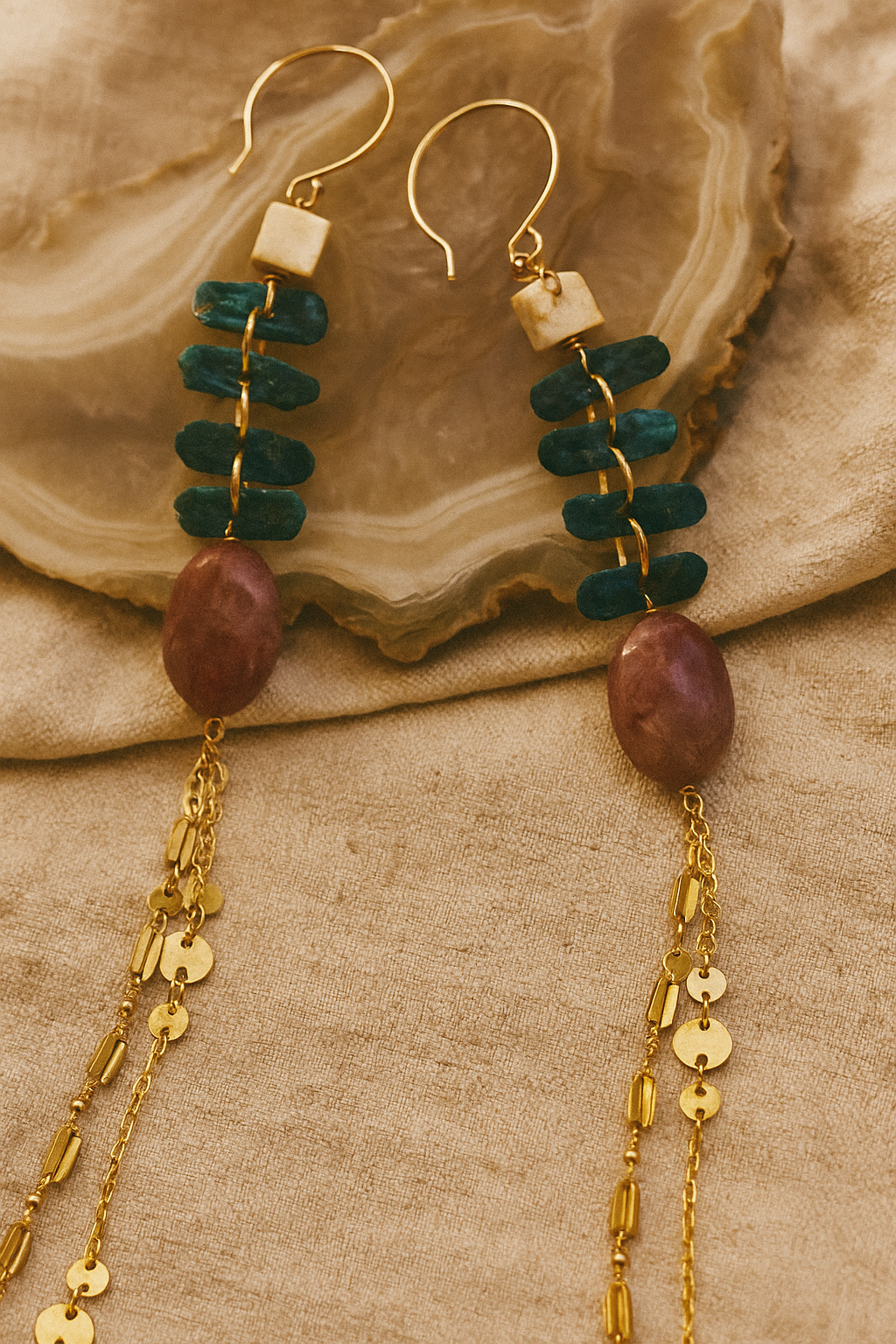Gianna Earrings - amber + clay