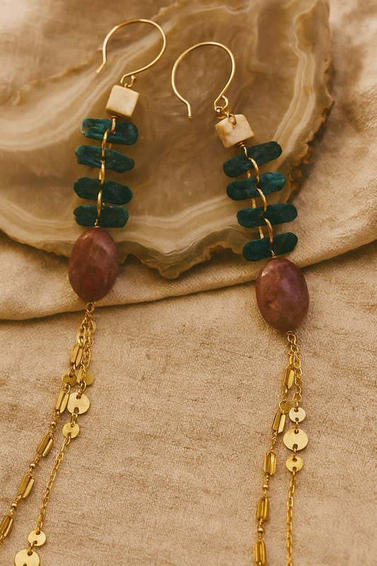Gianna Earrings - amber + clay