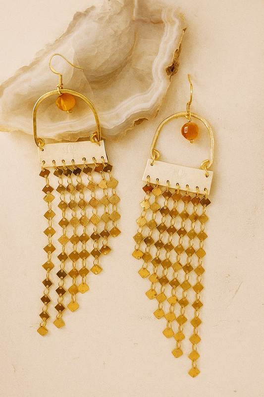 Maribella Earrings - amber + clay