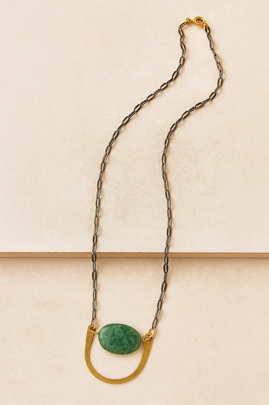 Moonstone Embrace Necklace - amber + clay
