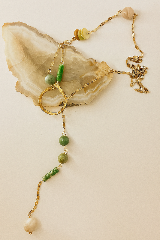 Spotted Meadow Necklace - amber + clay