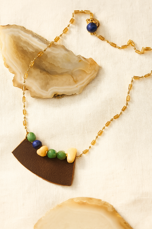 Wildhide Necklace - amber + clay
