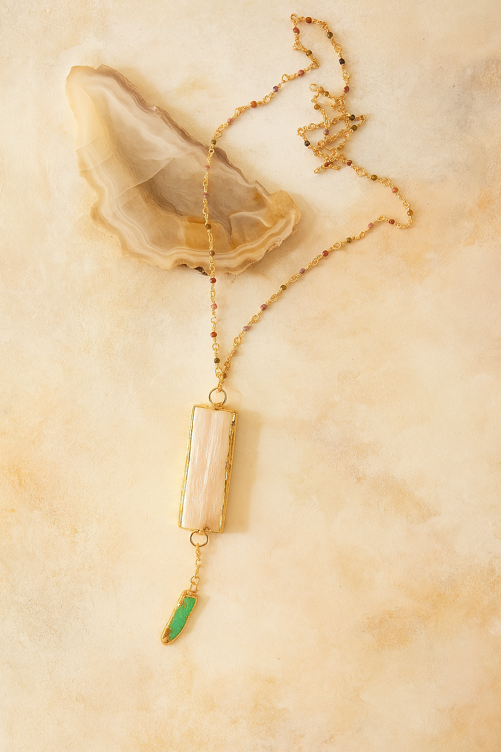 Gilded Light Necklace - amber + clay
