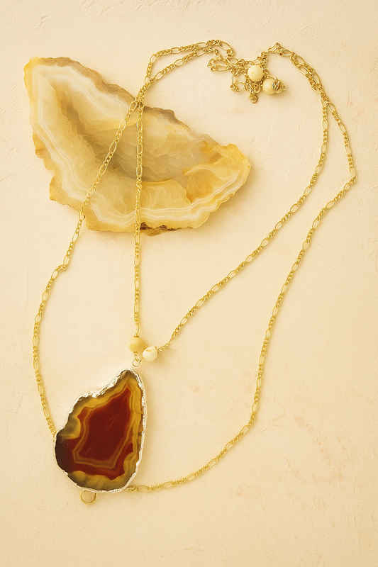 Elysian Necklace - amber + clay