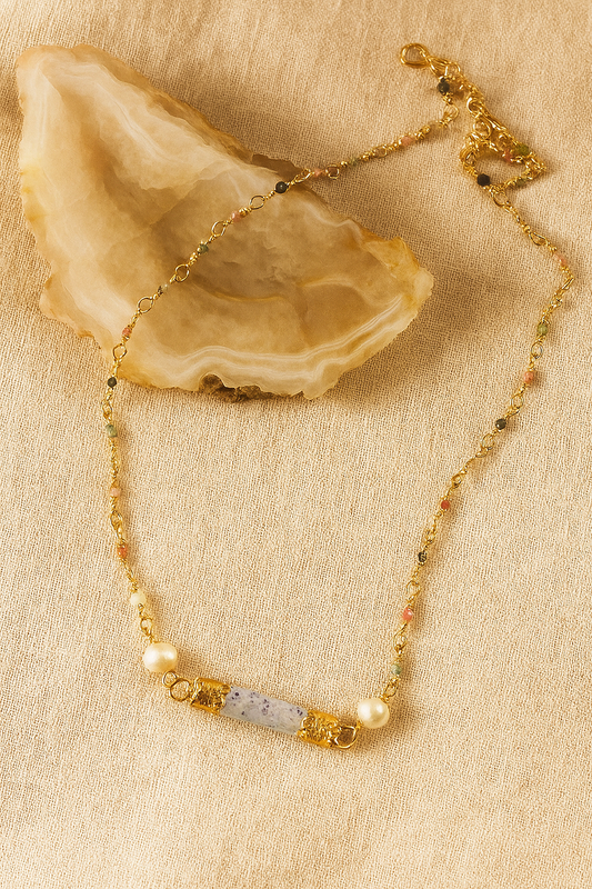 Maris Necklace - amber + clay