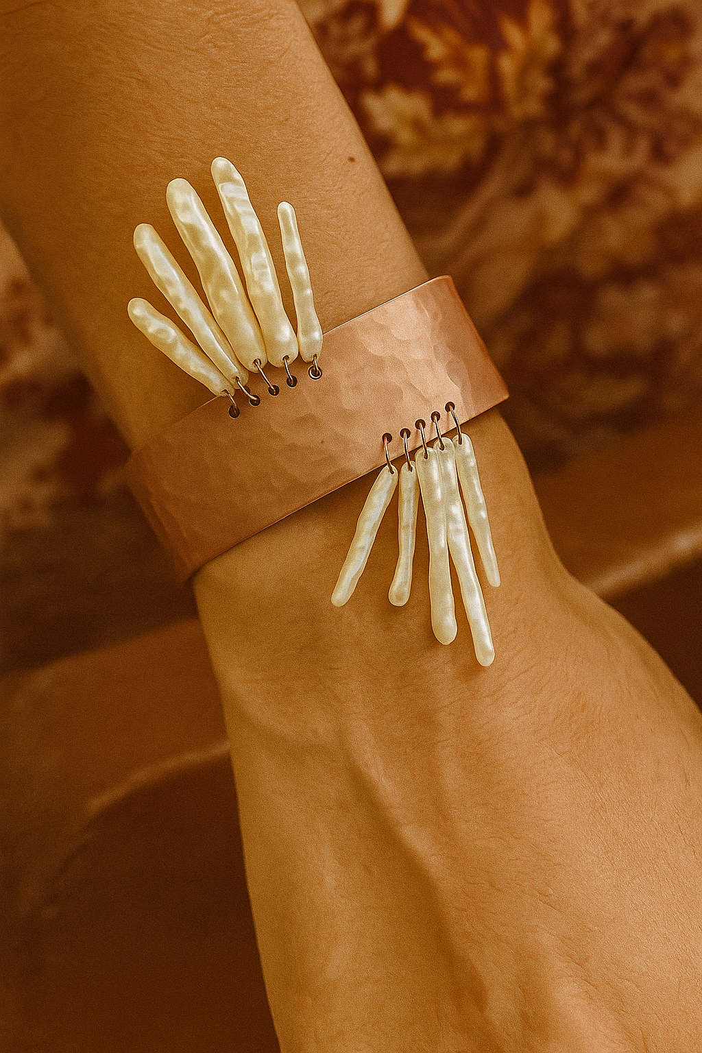 Coral Crest Cuff - amber + clay