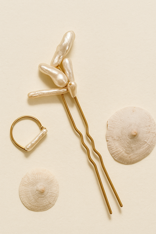 Kaia Hair Pin - amber + clay