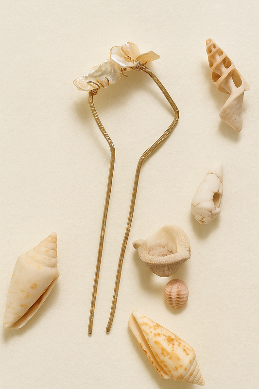 Pearl Tide Hair Pin - amber + clay