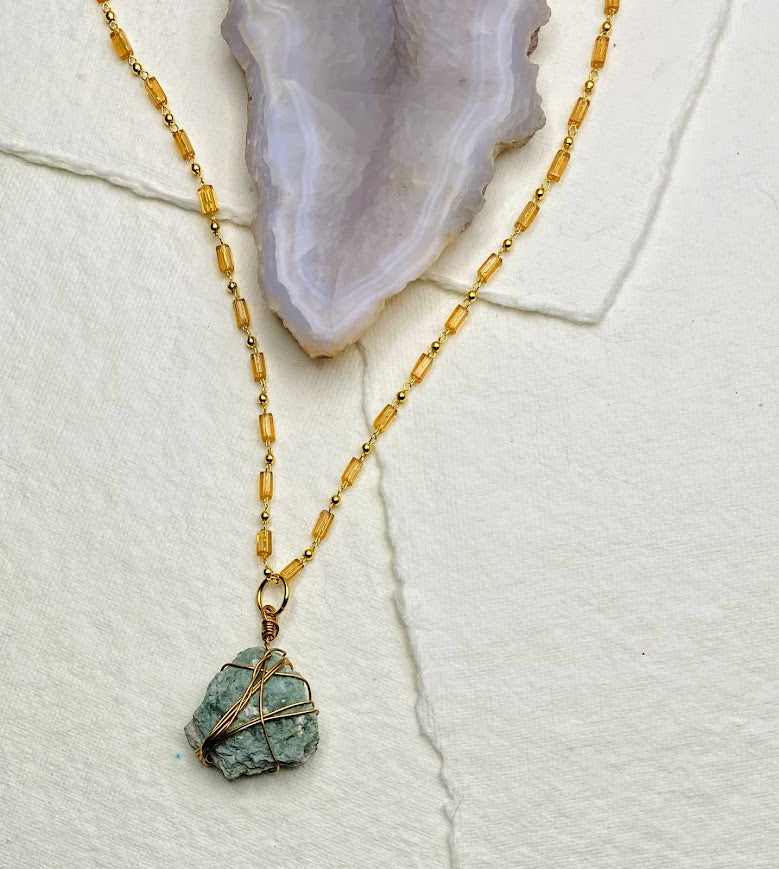 Alvord Desert Stone Necklace - amber + clay
