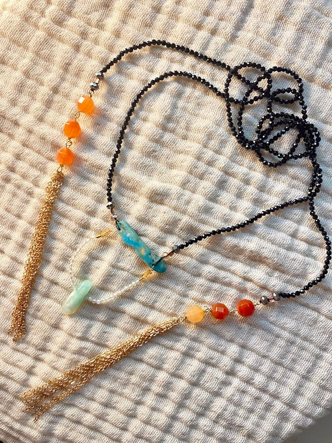 Sofia Necklace - amber + clay
