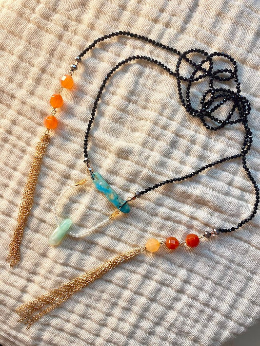 Sofia Necklace - amber + clay
